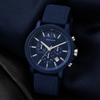 Armani Exchange AX1327 men's watch on dark fabric