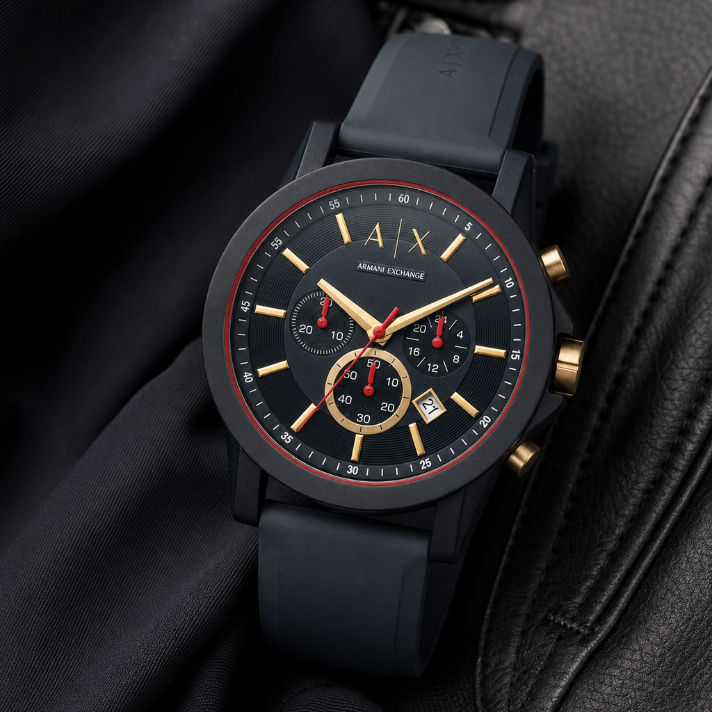Armani Exchange AX1335 men's watch on black fabric