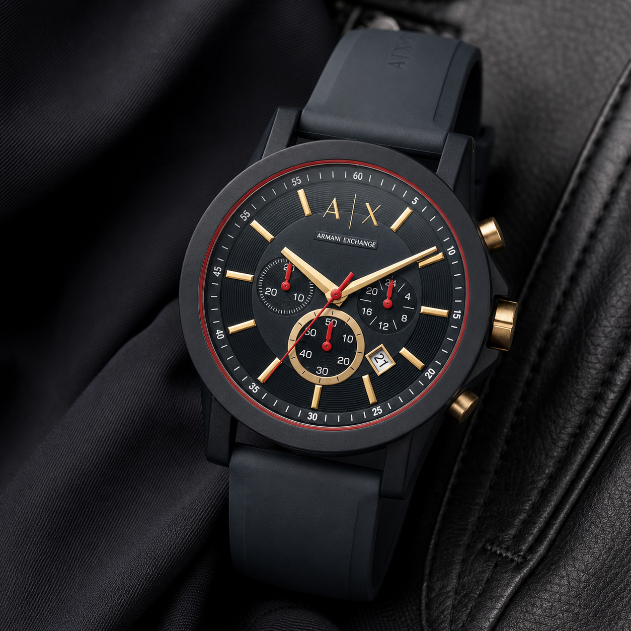 Armani Exchange AX1335 men's watch on black fabric
