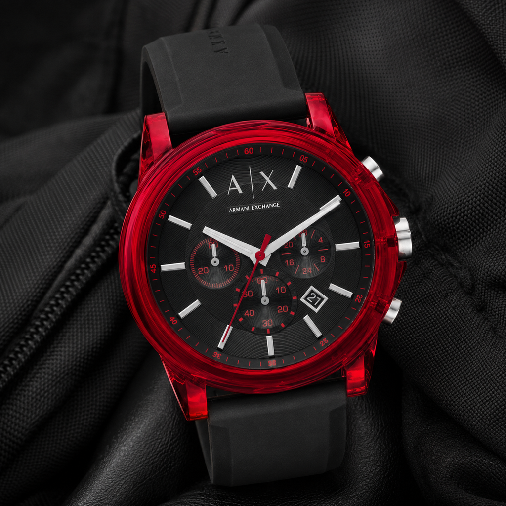 Armani Exchange AX1338 men's watch on black fabric