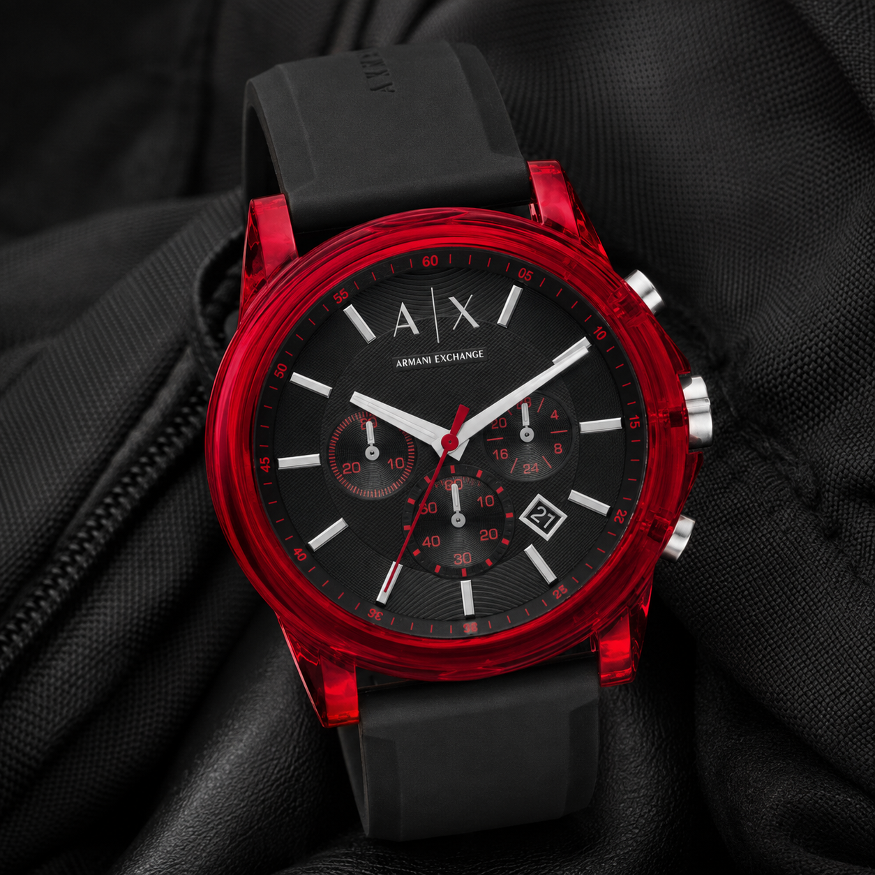 Armani Exchange AX1338 men's watch on black fabric