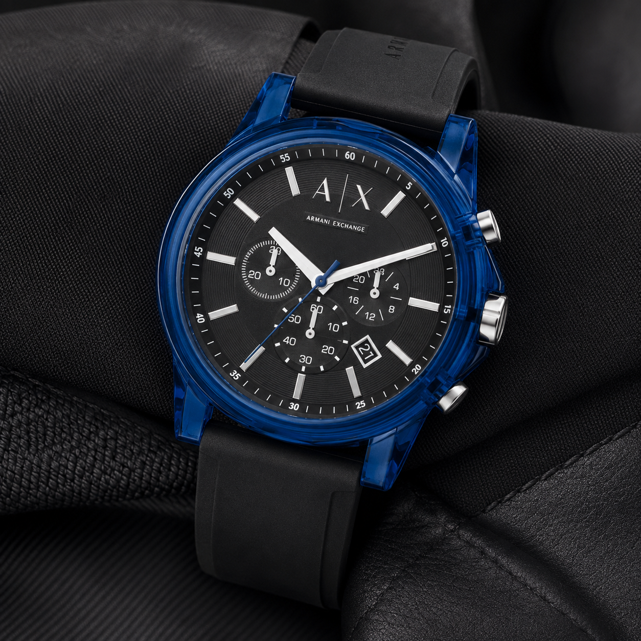 Armani Exchange AX1339 men's watch on black fabric
