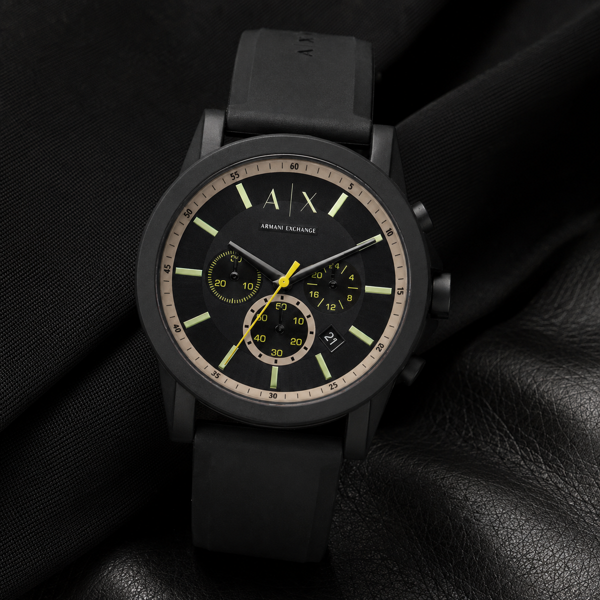 Armani Exchange AX1343 men's watch on black fabric