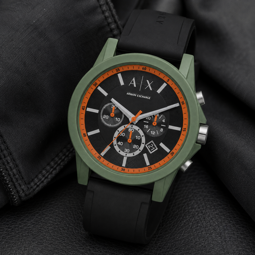 Armani Exchange AX1348 men's watch on black fabric