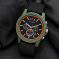 Armani Exchange AX1348 men's watch on black fabric