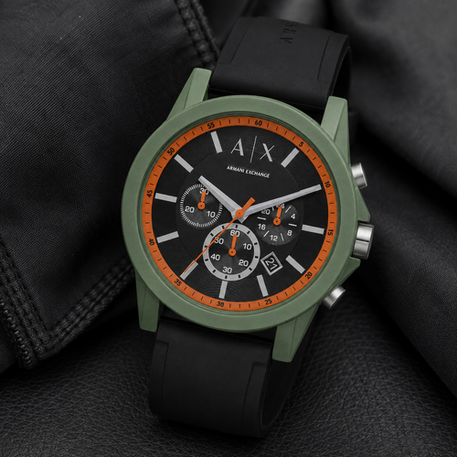 Armani Exchange AX1348 men's watch on black fabric