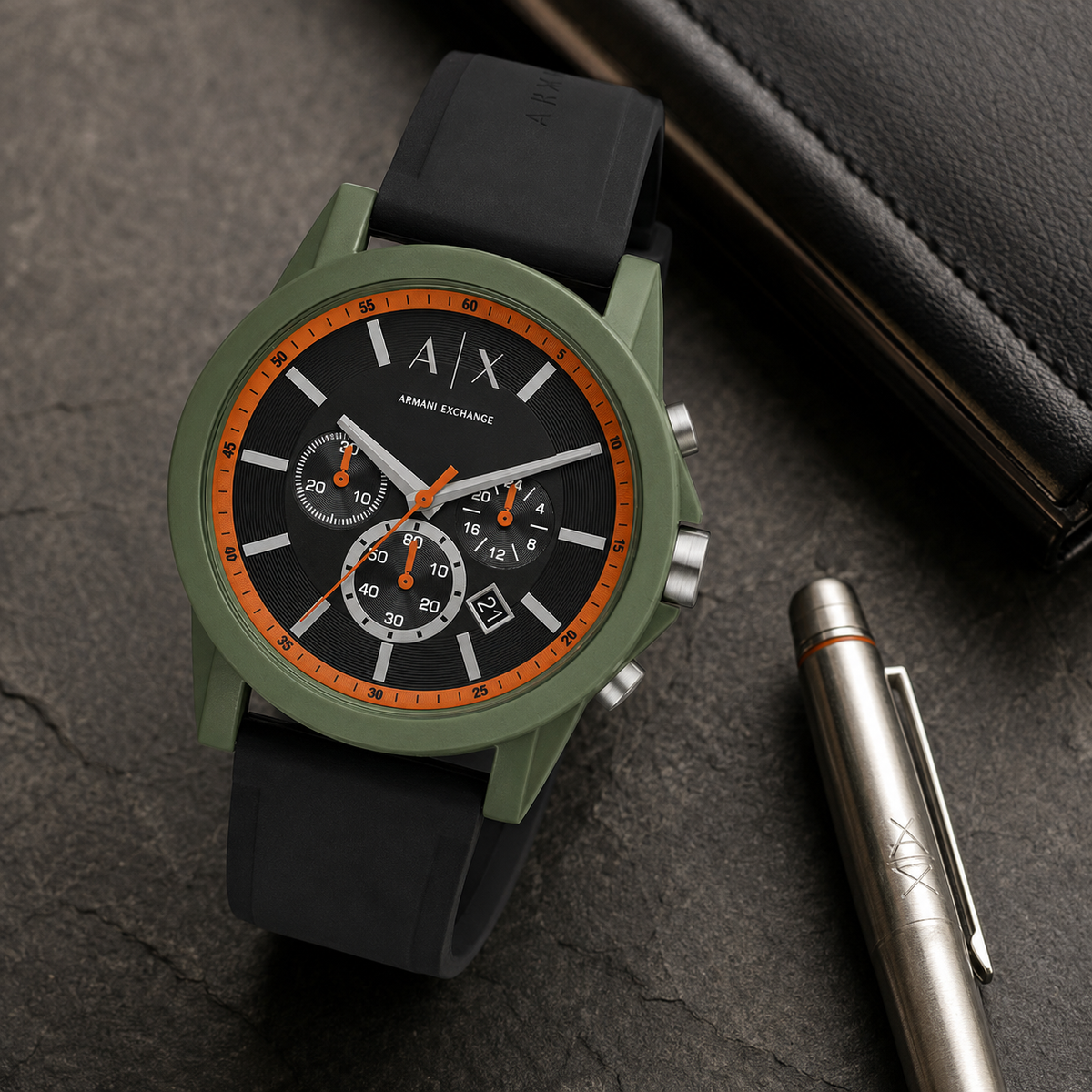Armani Exchange AX1348 men's watch premium desk scene