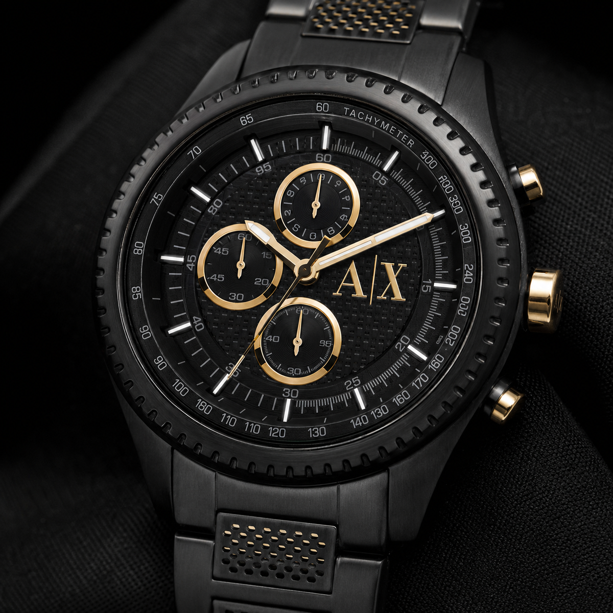 Armani Exchange AX1604 men's watch dial macro