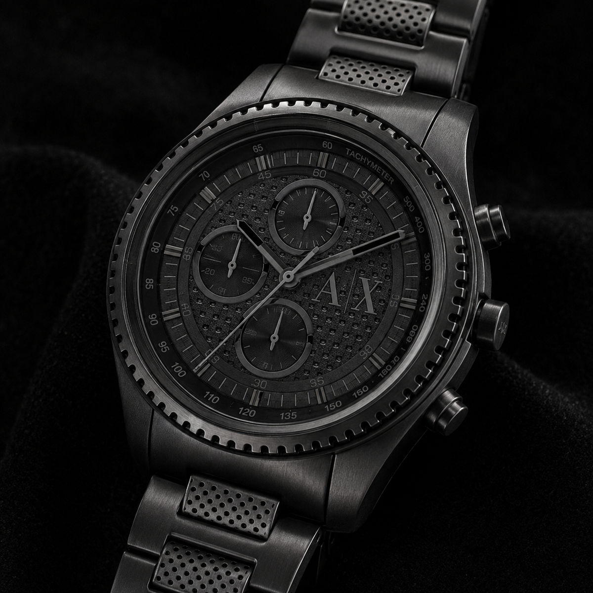 Armani Exchange AX1605 men's watch dial macro
