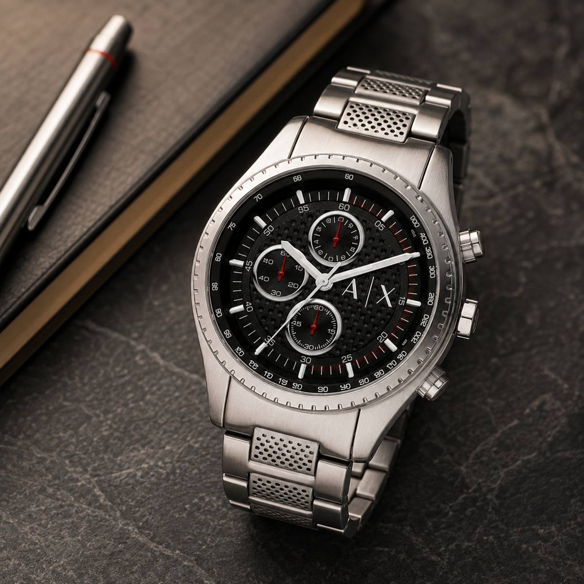 Armani Exchange AX1612 men's watch premium desk scene