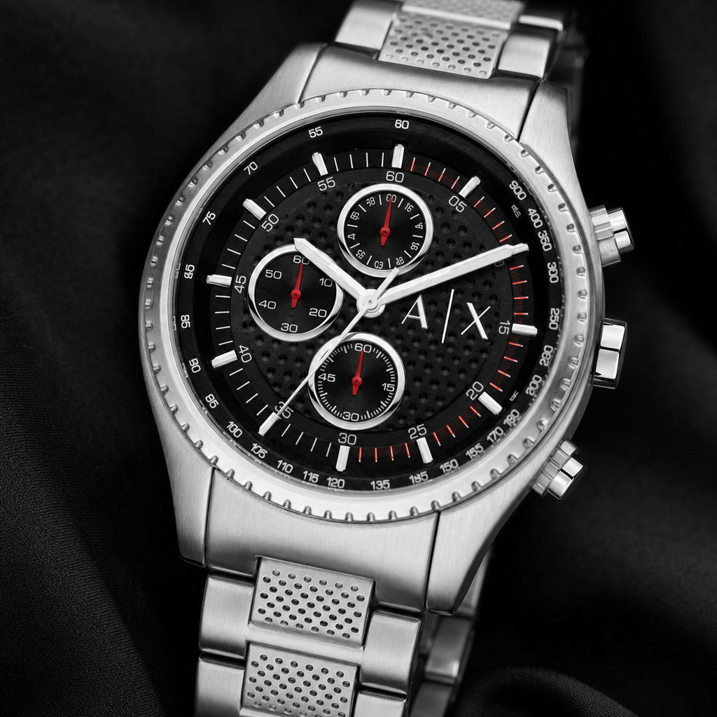 Armani Exchange AX1612 men's watch dial macro