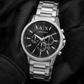 Armani Exchange AX1720 men's watch on black fabric