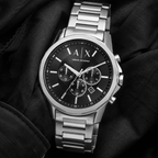 Armani Exchange AX1720 men's watch on black fabric