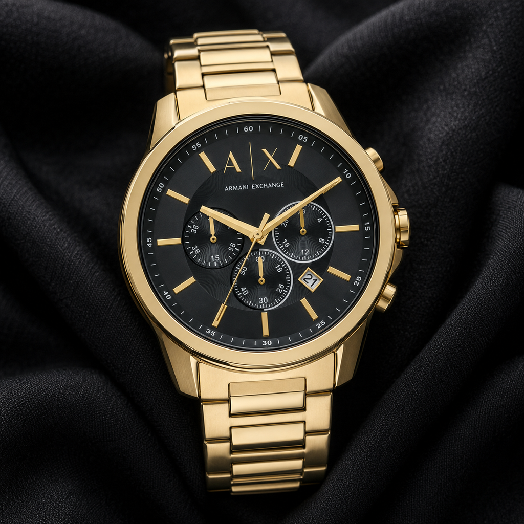 Armani Exchange AX1721 men's watch on black fabric
