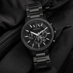 Armani Exchange AX1722 men's watch on black fabric