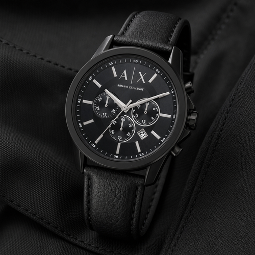 Armani Exchange AX1724 men's watch on black fabric