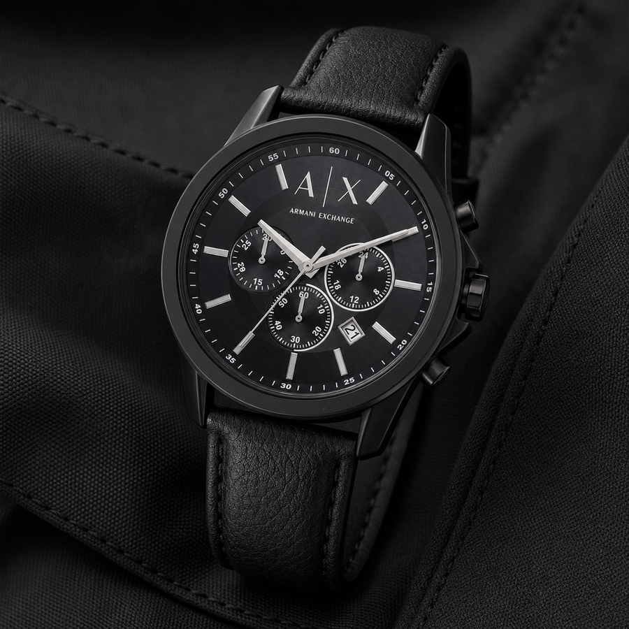 Armani Exchange AX1724 men's watch on black fabric