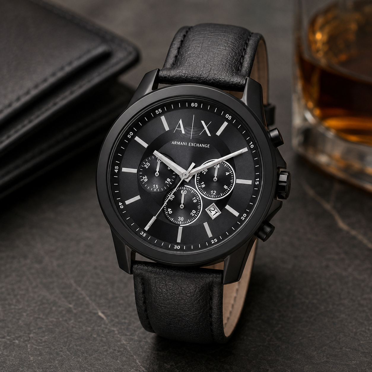 Armani Exchange AX1724 men's watch lifestyle desk scene