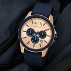 Armani Exchange AX1730 men's watch on navy fabric
