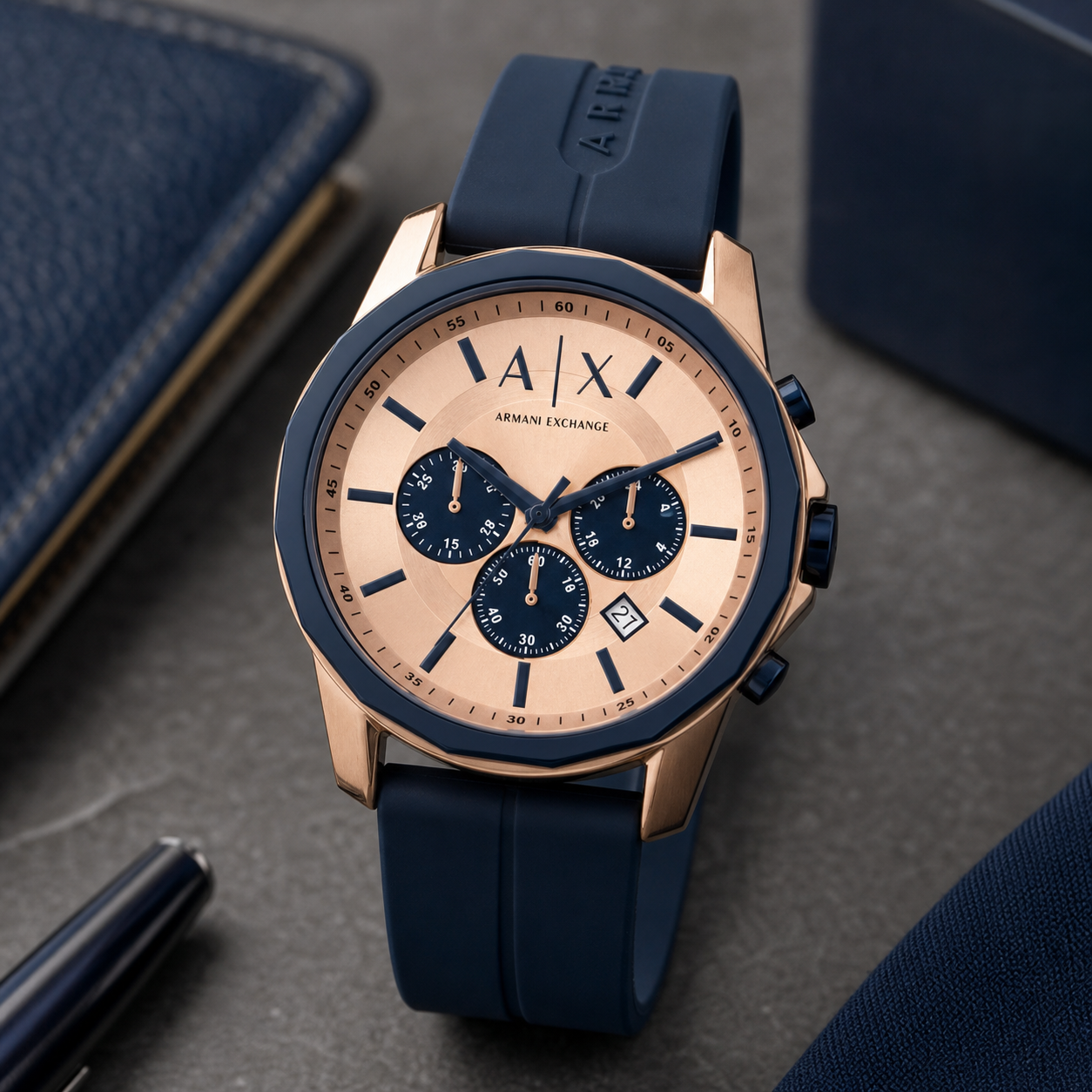 Armani Exchange AX1730 men's watch lifestyle desk scene
