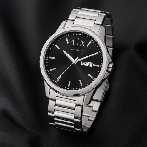 Armani Exchange AX1733 men's watch on black fabric