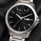 Armani Exchange AX1733 men's watch dial macro