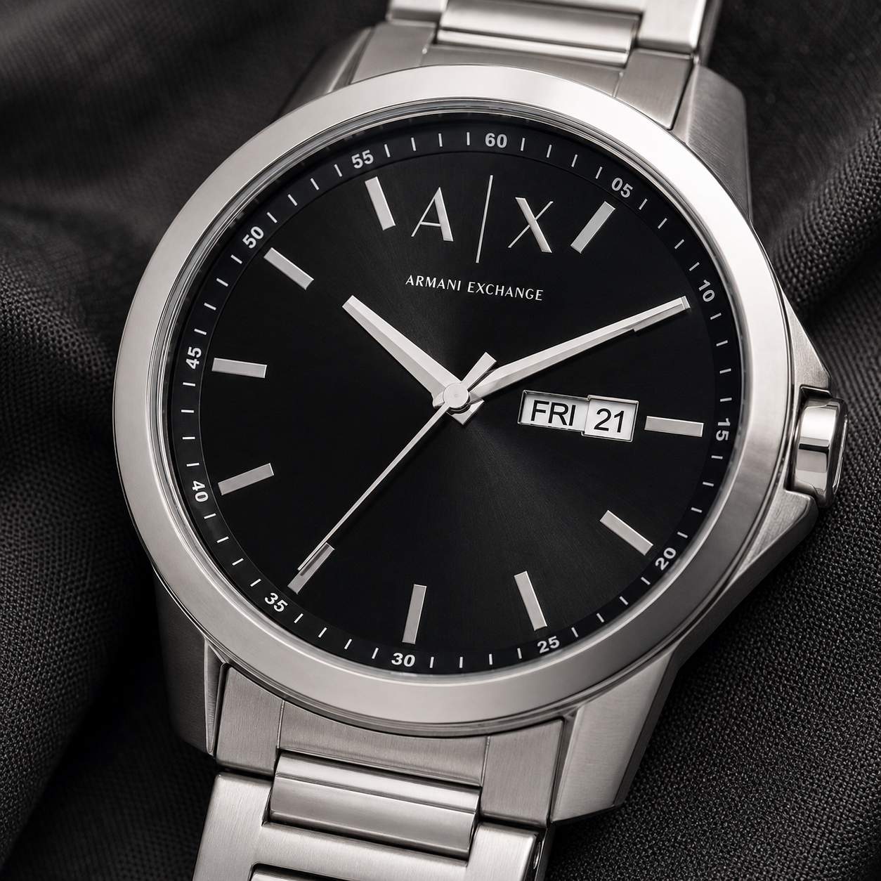 Armani Exchange AX1733 men's watch dial macro