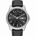 Armani Exchange AX1735 men's black dial day-date watch product close-up