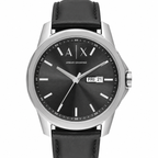Armani Exchange AX1735 men's black dial day-date watch product close-up