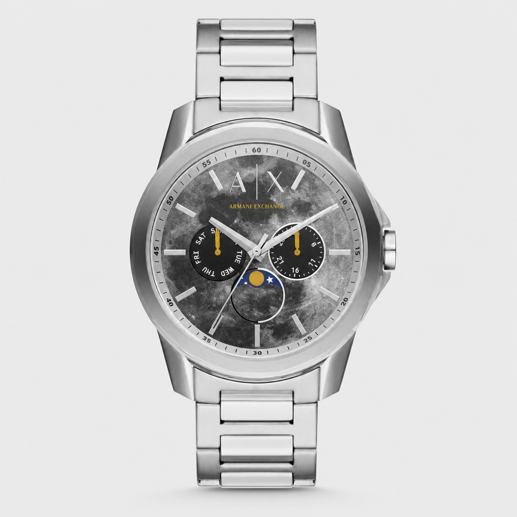 Armani Exchange AX1736 men's marble dial multifunction watch front packshot