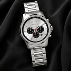 Armani Exchange AX1742 silver chronograph watch lifestyle