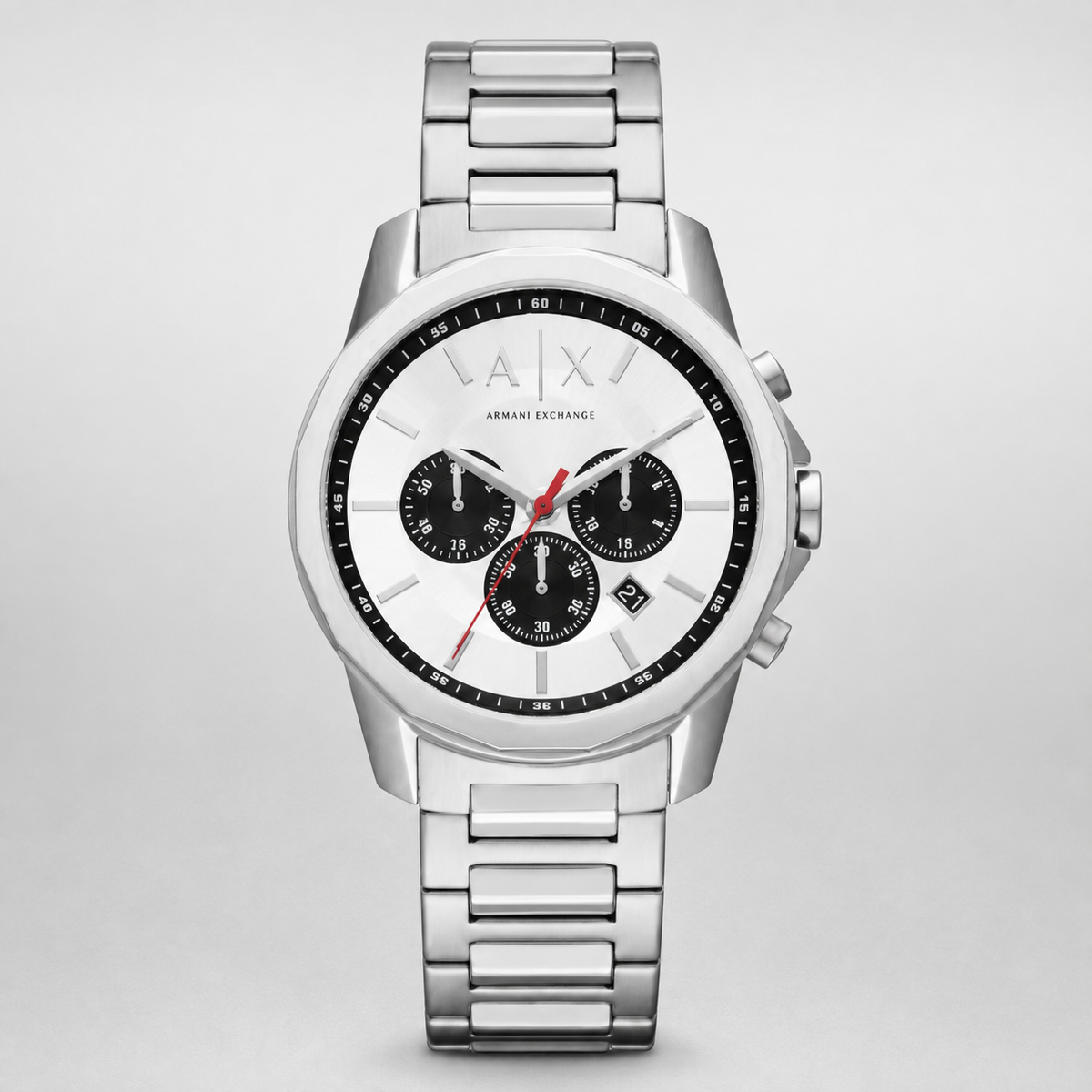 Armani Exchange AX1742 silver chronograph watch packshot