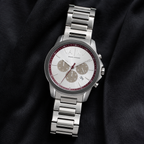 Armani Exchange AX1745 burgundy silver chronograph lifestyle