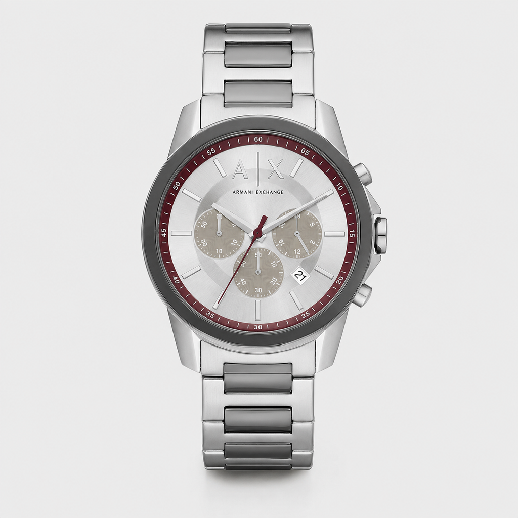 Armani Exchange AX1745 burgundy silver chronograph packshot