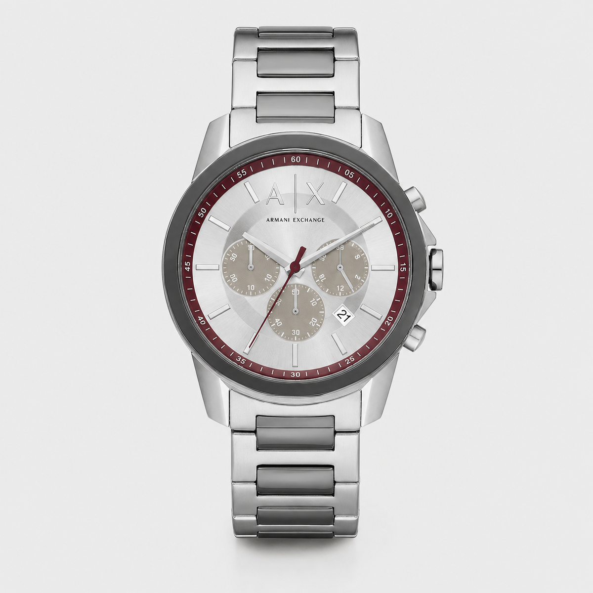Armani Exchange AX1745 burgundy silver chronograph packshot