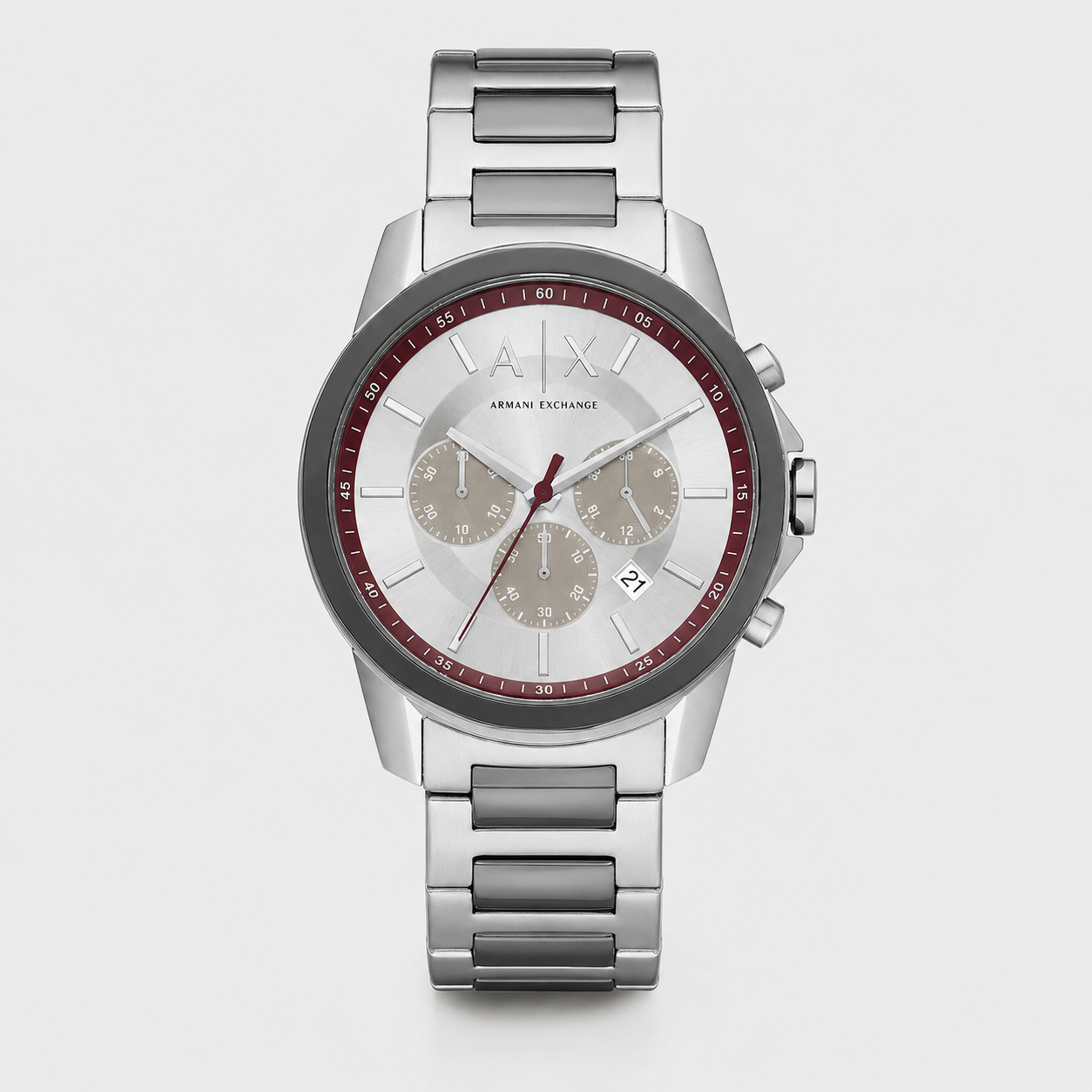 Armani Exchange AX1745 burgundy silver chronograph packshot