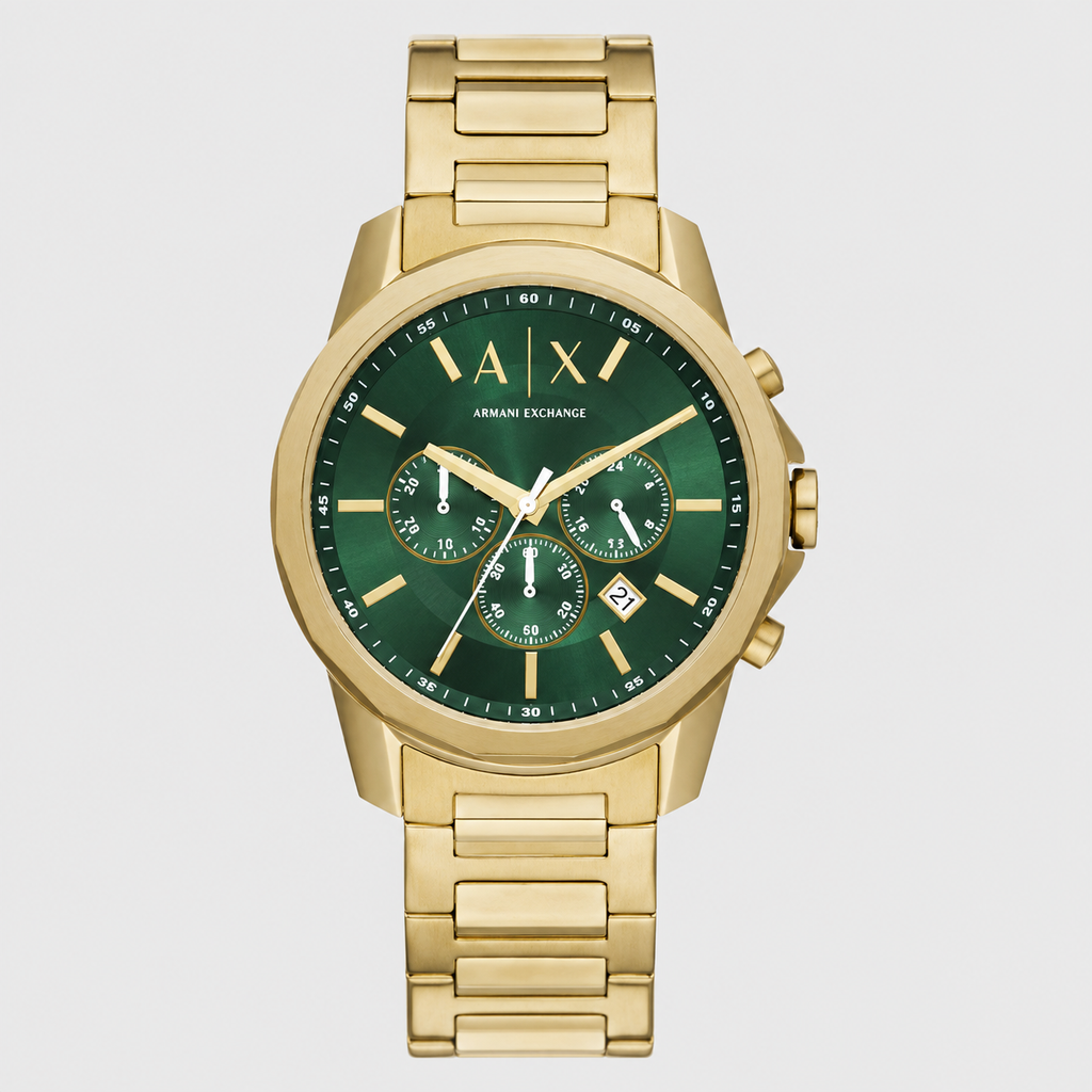 Armani Exchange AX1746 gold green chronograph packshot