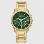 Armani Exchange AX1746 gold green chronograph packshot