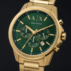 Armani Exchange AX1746 gold green chronograph macro