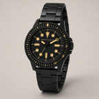 AX1855 men's black and gold dive-style watch studio product view