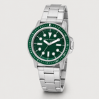 AX1860 men's silver and green dive-style watch studio product view