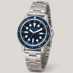 AX1861 men's silver and navy dive-style watch studio product view