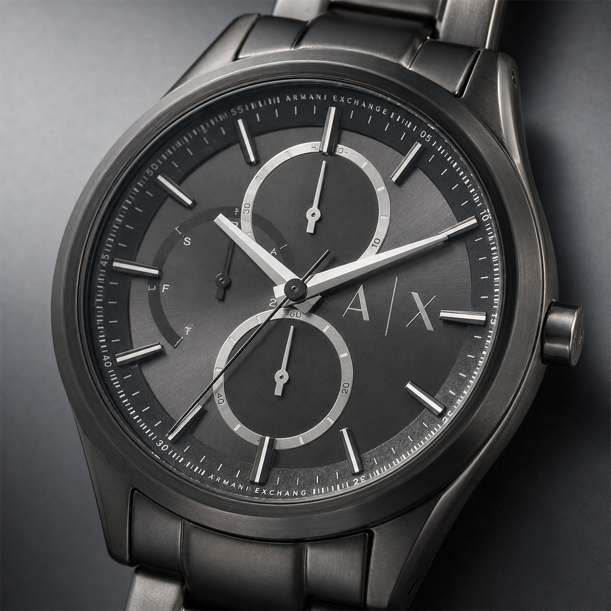 Armani Exchange AX1950 men's watch dial macro close-up