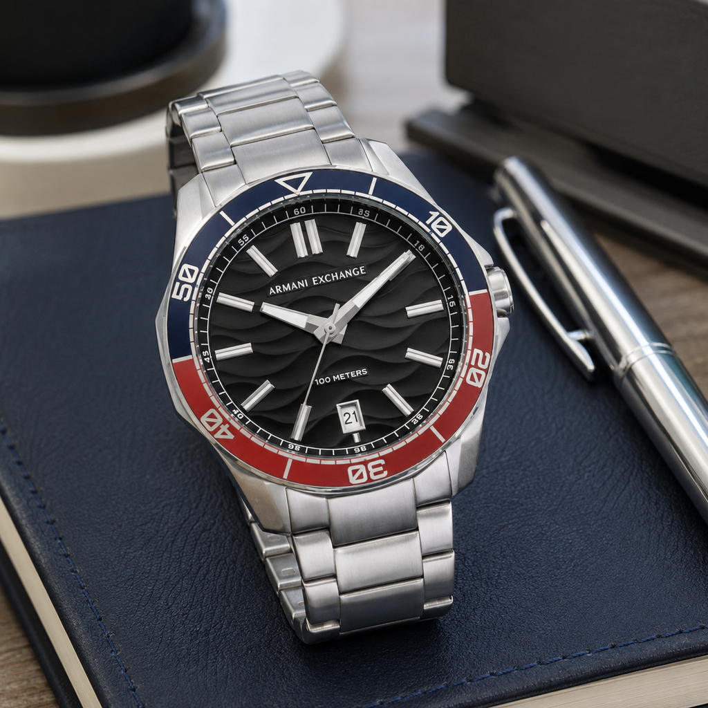 Armani Exchange AX2101 men's watch – desk lifestyle view