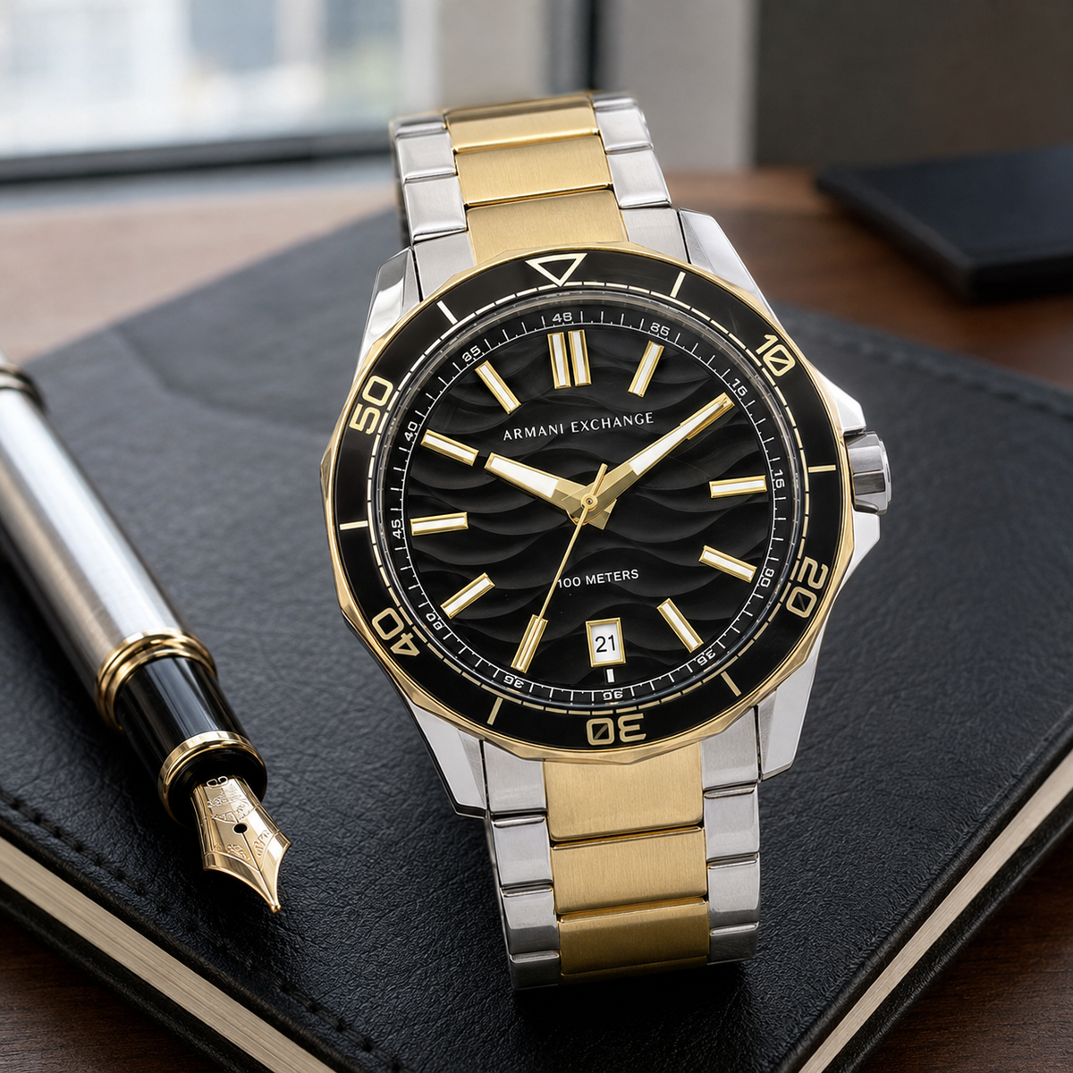 Armani Exchange AX2103 men's watch – desk lifestyle view