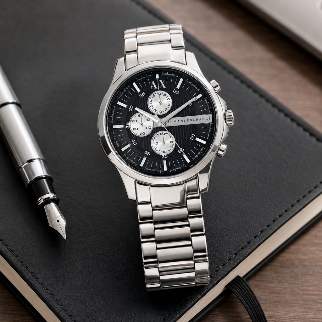 Armani Exchange AX2104 men's watch – desk lifestyle view