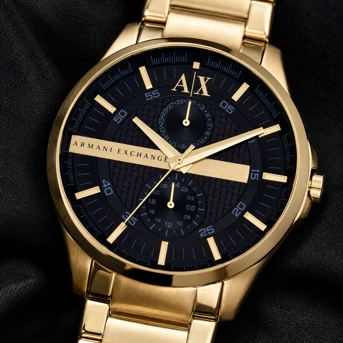 Armani Exchange AX2135 black dial macro detail