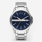 Armani Exchange AX2137 silver watch navy dial front packshot