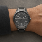 Armani Exchange AX2150 men's gunmetal watch on wrist