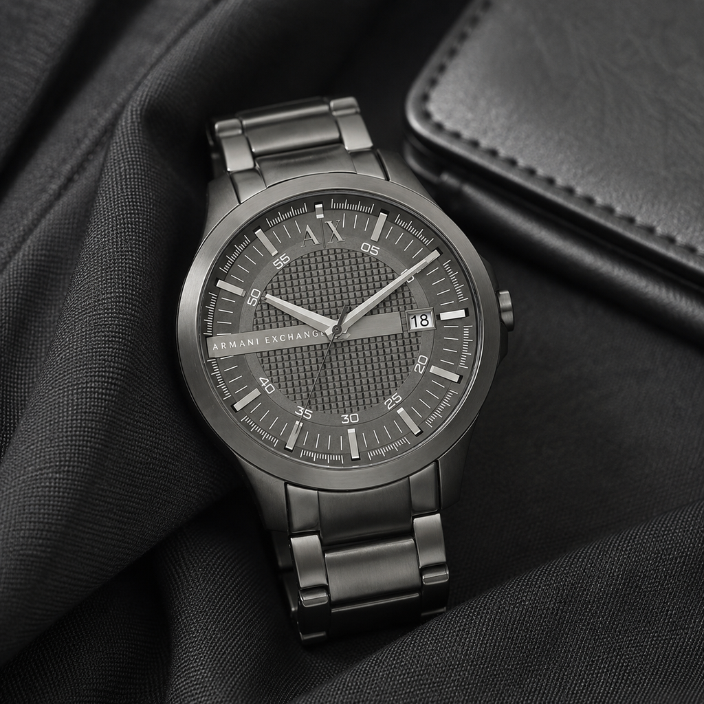 Armani Exchange AX2150 gunmetal watch lifestyle view